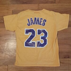 Yellow Kids Los Angeles LA Lakers LeBron James Basketball Sports T-Shirt Shirt S